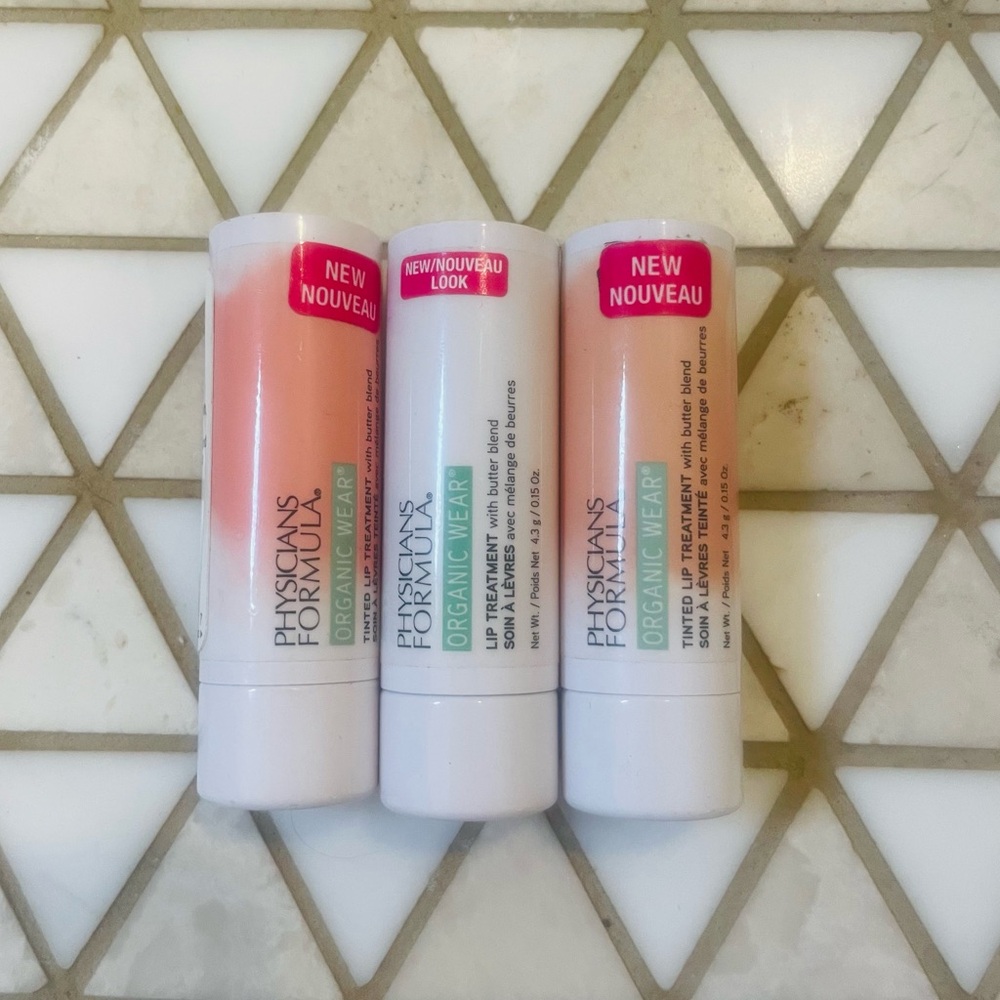 BUNDLE (3) Physicians Formula Organic Wear Lip Treatment Set Neutral/Tinted